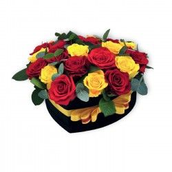 Aranjament cu Trandafiri Rosu si Galben | Fleurange.ro