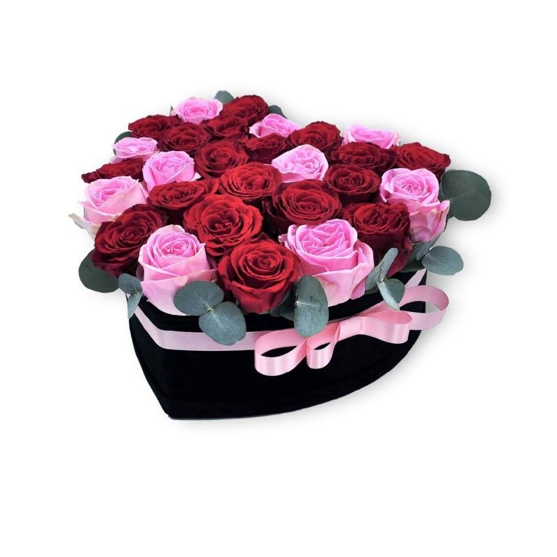 Cutie cu Trandafiri Rosu si Roz